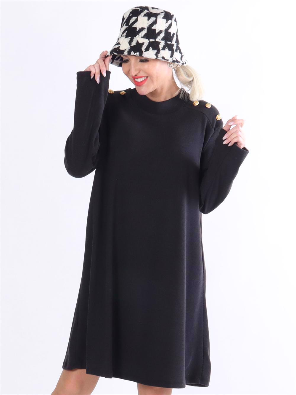 Sahra - Kjole i blødt stof med guld knapper